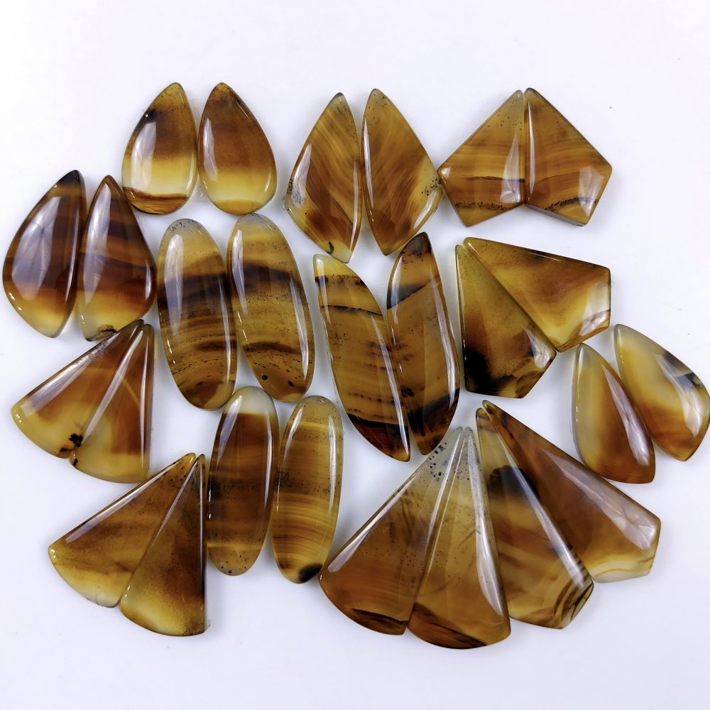 13Pair 402Cts Designer Natural Montana Agate Wholesale Loose Cabochon Pair Lot For Wire Wrap Handmade Jewelry Earrings 36x13 21x10mm#9722