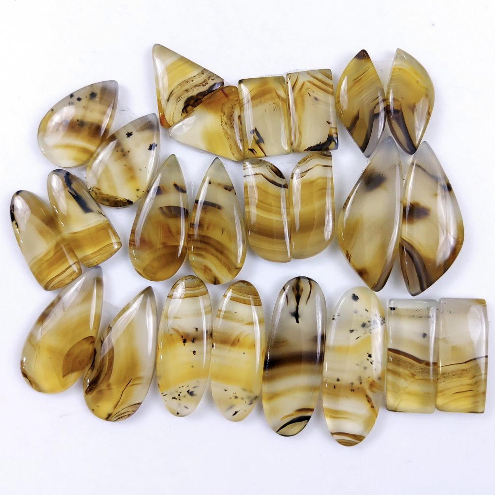 12Pair 317Cts Designer Natural Montana Agate Wholesale Loose Cabochon Pair Lot For Wire Wrap Handmade Jewelry Earrings 33x10 21x8mm#9724