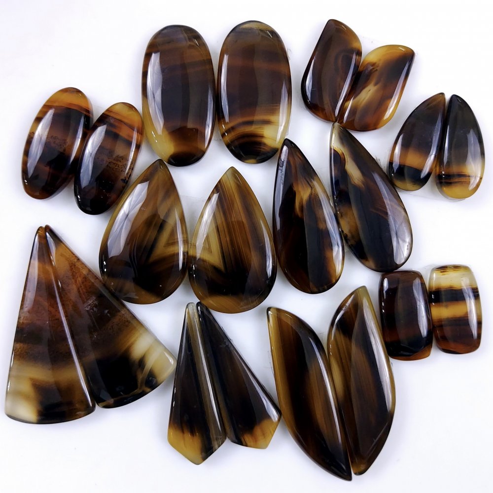 10Pair 309Cts Designer Natural Montana Agate Wholesale Loose Cabochon Pair Lot For Wire Wrap Handmade Jewelry Earrings 38x15 15x7mm#9728