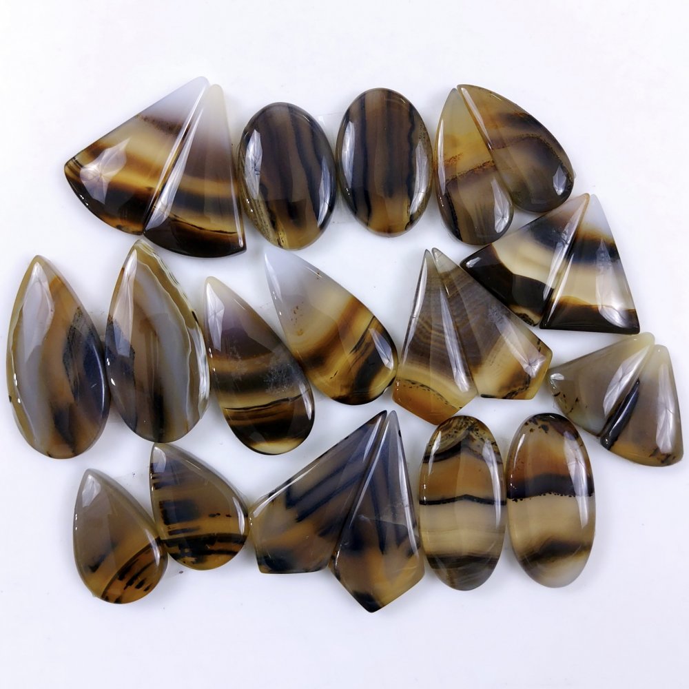 11Pair 323Cts Designer Natural Montana Agate Wholesale Loose Cabochon Pair Lot For Wire Wrap Handmade Jewelry Earrings 30x14 16x10mm#9730