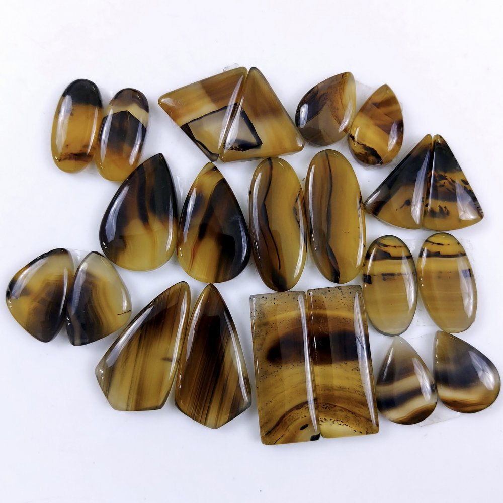 11Pair 250Cts Designer Natural Montana Agate Wholesale Loose Cabochon Pair Lot For Wire Wrap Handmade Jewelry Earrings 28x10 14x9mm#9732