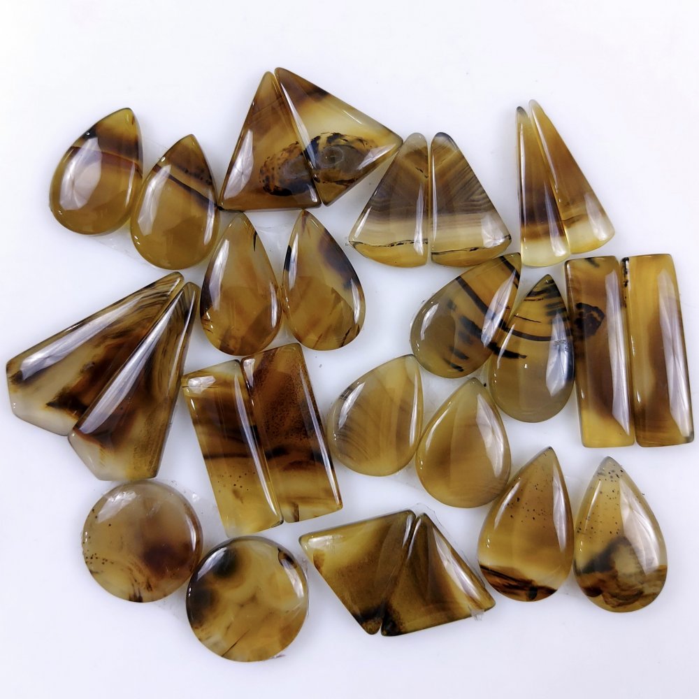 13Pair 303Cts Natural Montana Agate Cabochon Loose Handmade Gemstone Pair For Jewelry Making Earrings Drop Dangles Lot32x13 18x12mm#9737