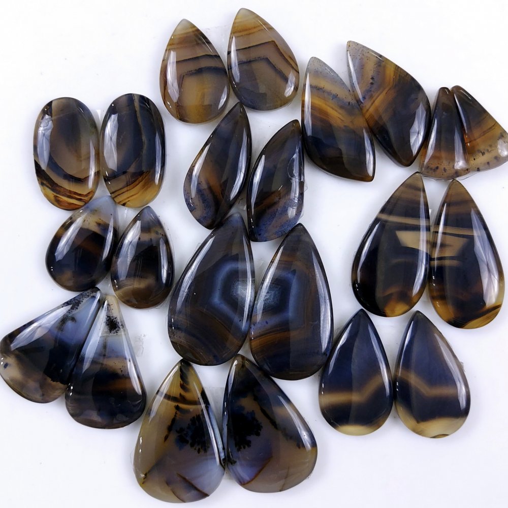 11Pair 287Cts Designer Natural Montana Agate Wholesale Loose Cabochon Pair Lot For Wire Wrap Handmade Jewelry Earrings 25x15 18x10mm#9738