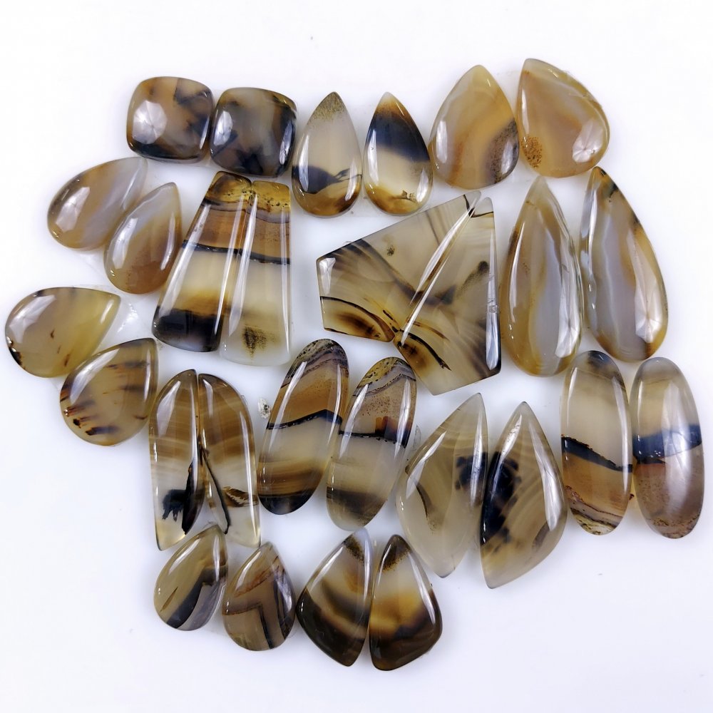 14Pair 333Cts Natural Montana Agate Cabochon Loose Handmade Gemstone Pair For Jewelry Making Earrings Drop Dangles Lot31x20 16x9mm#9739