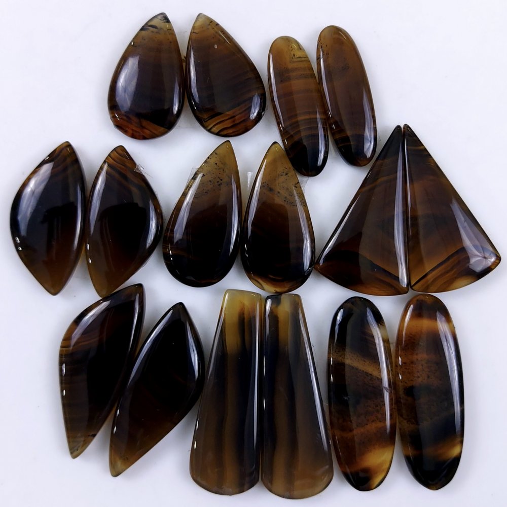 8Pair 250Cts Designer Natural Montana Agate Wholesale Loose Cabochon Pair Lot For Wire Wrap Handmade Jewelry Earrings 35x10 21x11mm#9742