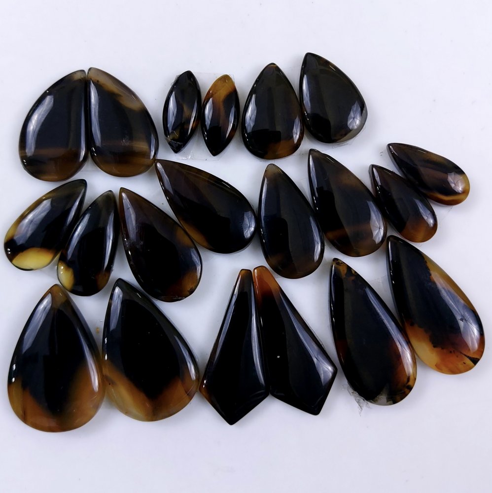 10Pair 251Cts Designer Natural Montana Agate Wholesale Loose Cabochon Pair Lot For Wire Wrap Handmade Jewelry Earrings 26x16 14x5mm#9748