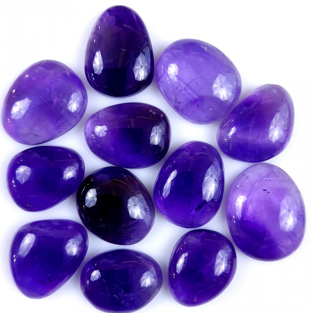 12Pcs 251Cts Natural African Amethyst Cabochon Purple Crystal Wire Wrapped Pendant Loose Gemstone Jewelry For Gift 25x20 20x17mm #9750