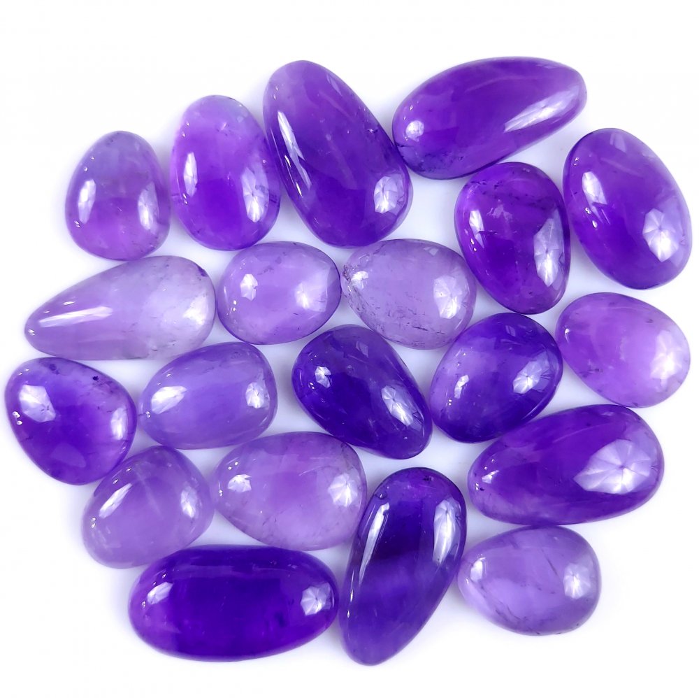 20Pcs 213Cts Natural African Amethyst Cabochon Purple Crystal Wire Wrapped Pendant Loose Gemstone Jewelry For Gift 24x12 15x12mm #9754