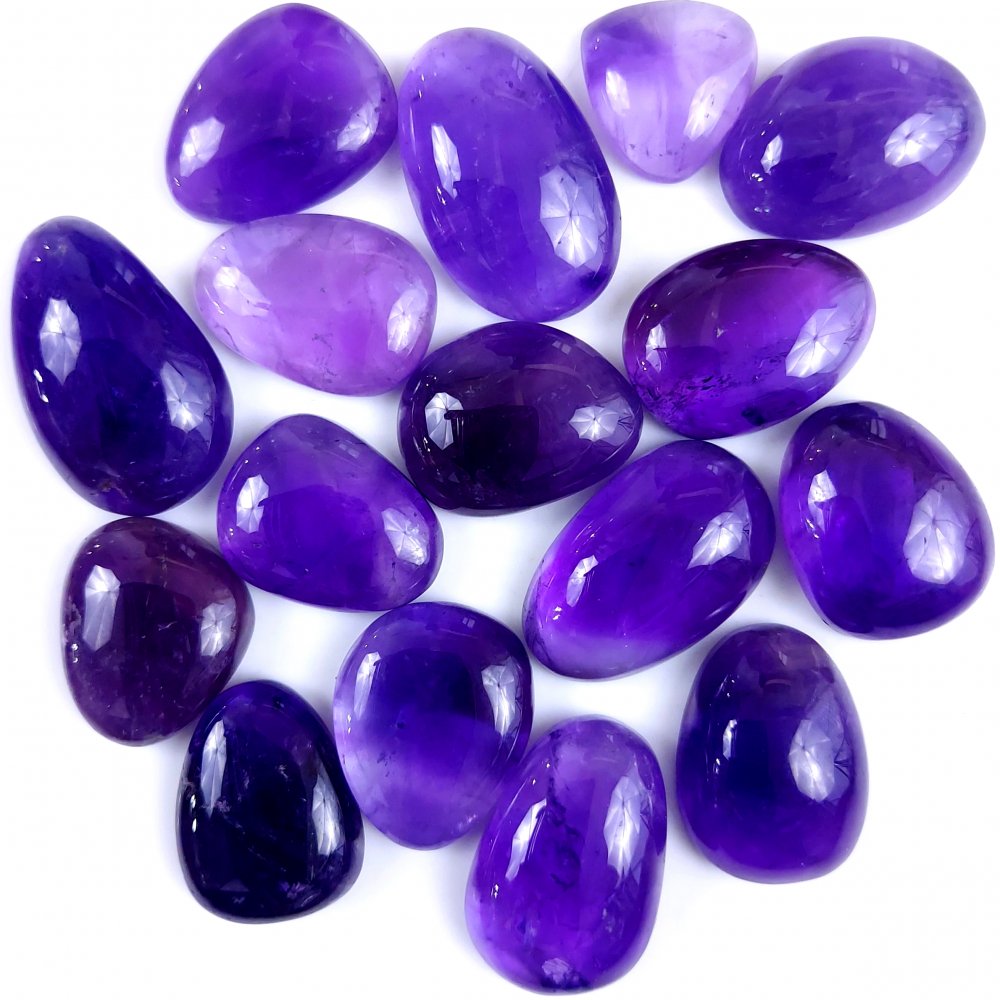 16Pcs 245Cts Natural African Amethyst Cabochon Purple Crystal Wire Wrapped Pendant Loose Gemstone Jewelry For Gift 25x15 15x15mm #9755