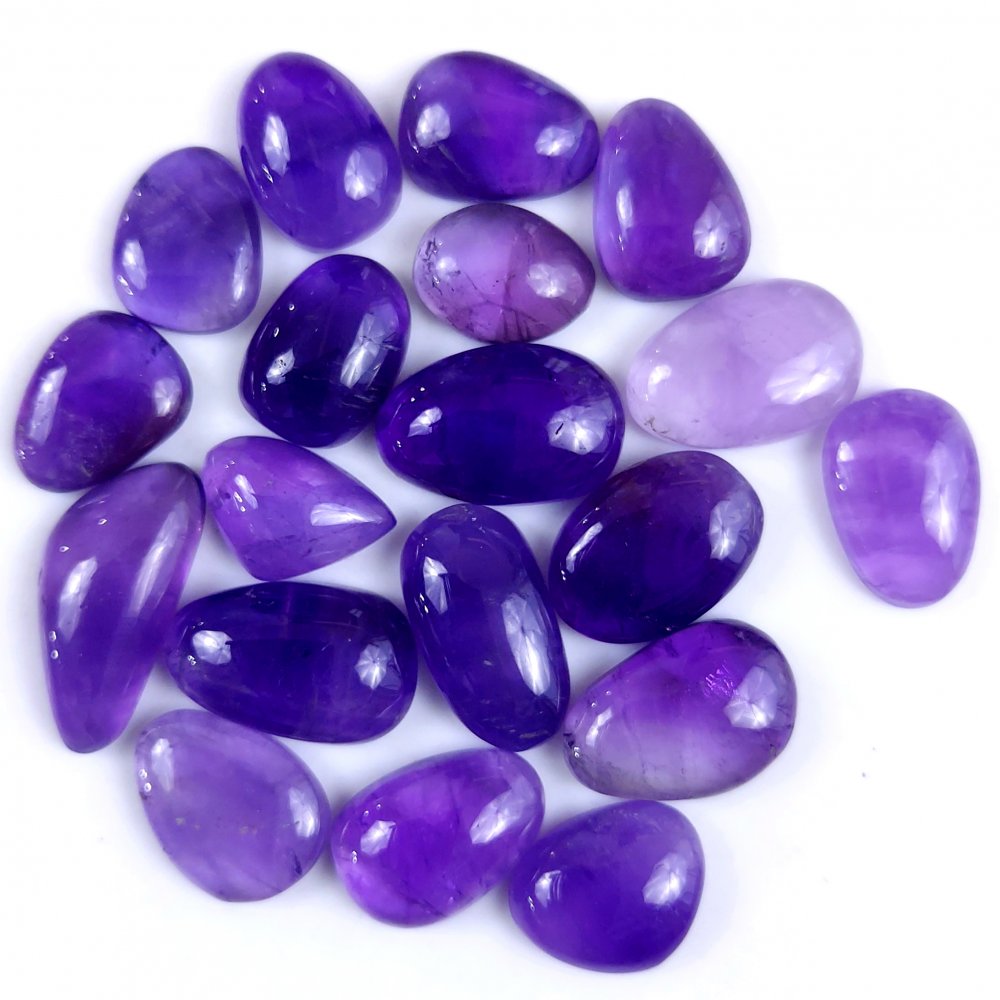 19Pcs 133Cts Natural African Amethyst Cabochon Purple Crystal Wire Wrapped Pendant Loose Gemstone Jewelry For Gift 22x10 14x10mm #9757