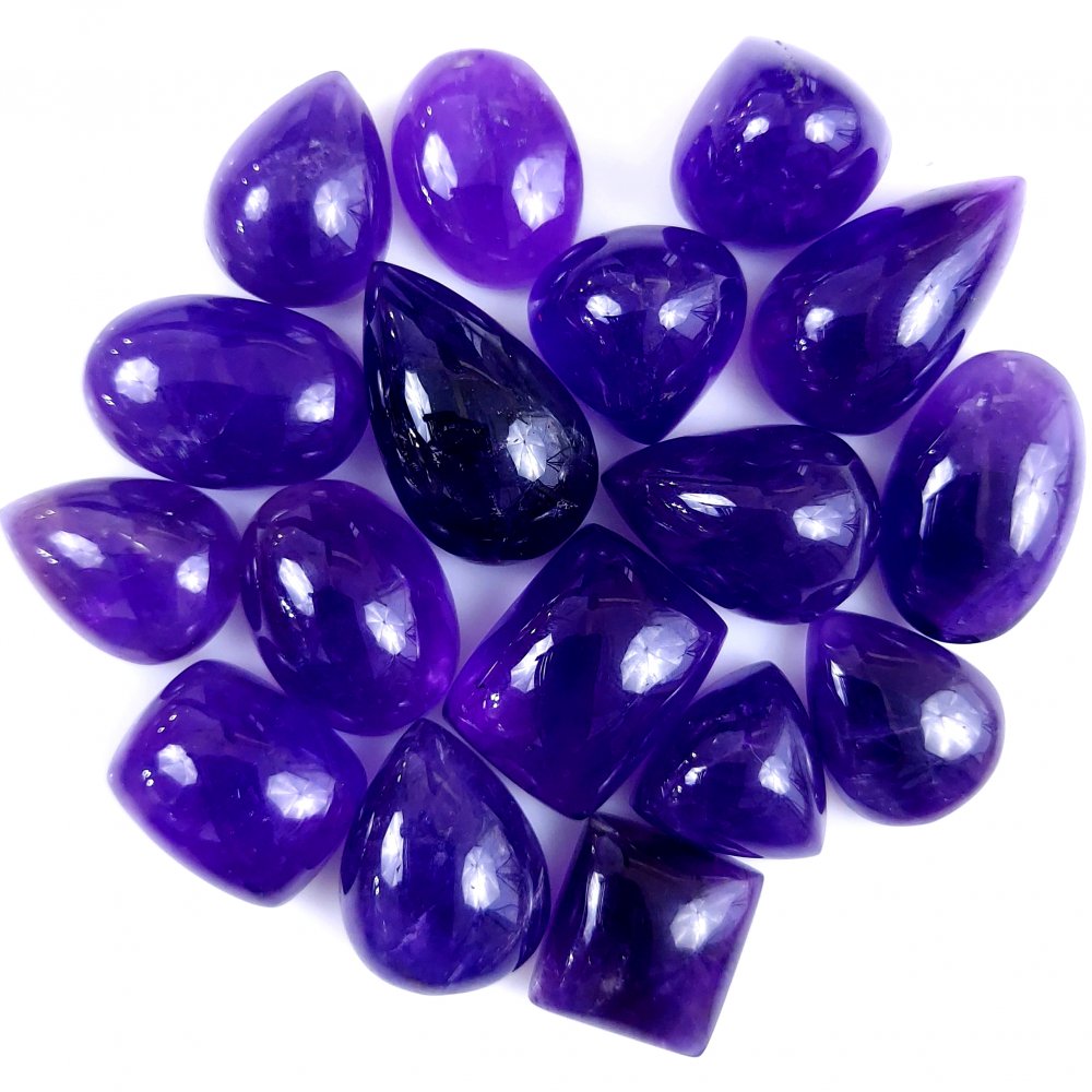 17Pcs 347Cts Natural African Amethyst Cabochon Purple Crystal Wire Wrapped Pendant Loose Gemstone Jewelry For Gift 25x15 15x15mm #9758