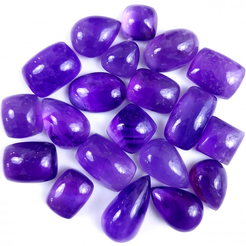 20Pcs 285Cts Natural African Amethyst Cabochon Purple Crystal Wire Wrapped Pendant Loose Gemstone Jewelry For Gift 24x12 12x12mm #9759