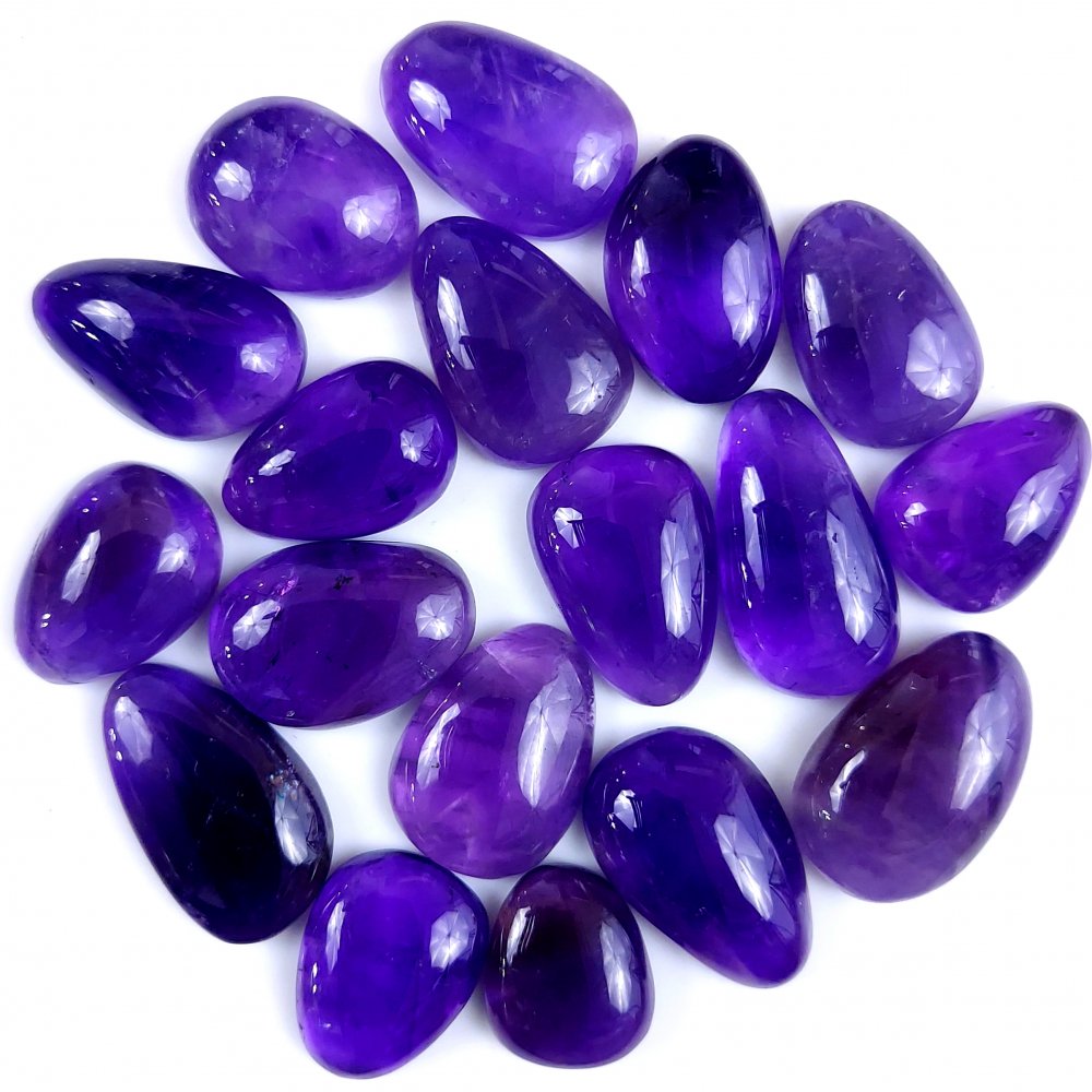 18Pcs 205Cts Natural African Amethyst Cabochon Purple Crystal Wire Wrapped Pendant Loose Gemstone Jewelry For Gift 20x12 15x12mm #9761