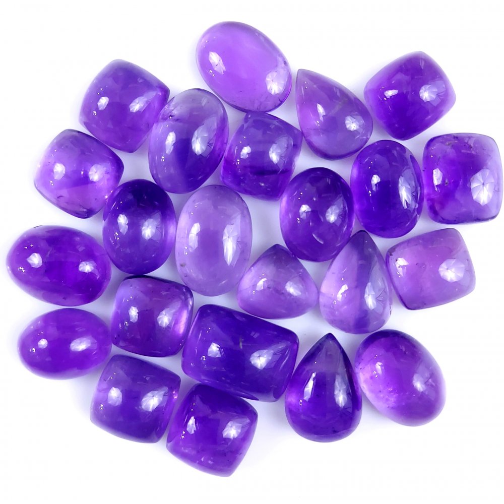 23Pcs 302Cts Natural African Amethyst Cabochon Purple Crystal Wire Wrapped Pendant Loose Gemstone Jewelry For Gift 18x14 14x14mm #9762
