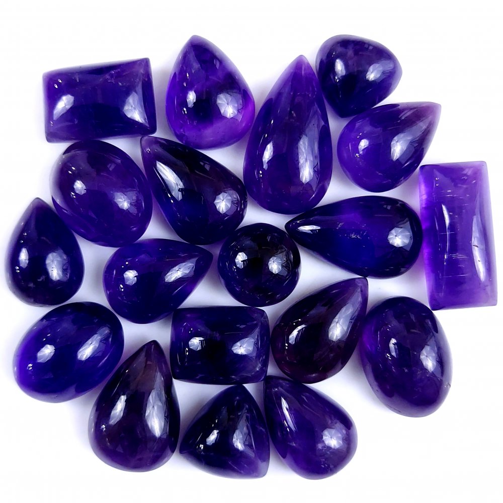 19Pcs 244Cts Natural African Amethyst Cabochon Purple Crystal Wire Wrapped Pendant Loose Gemstone Jewelry For Gift 24x12 12x12mm #9763