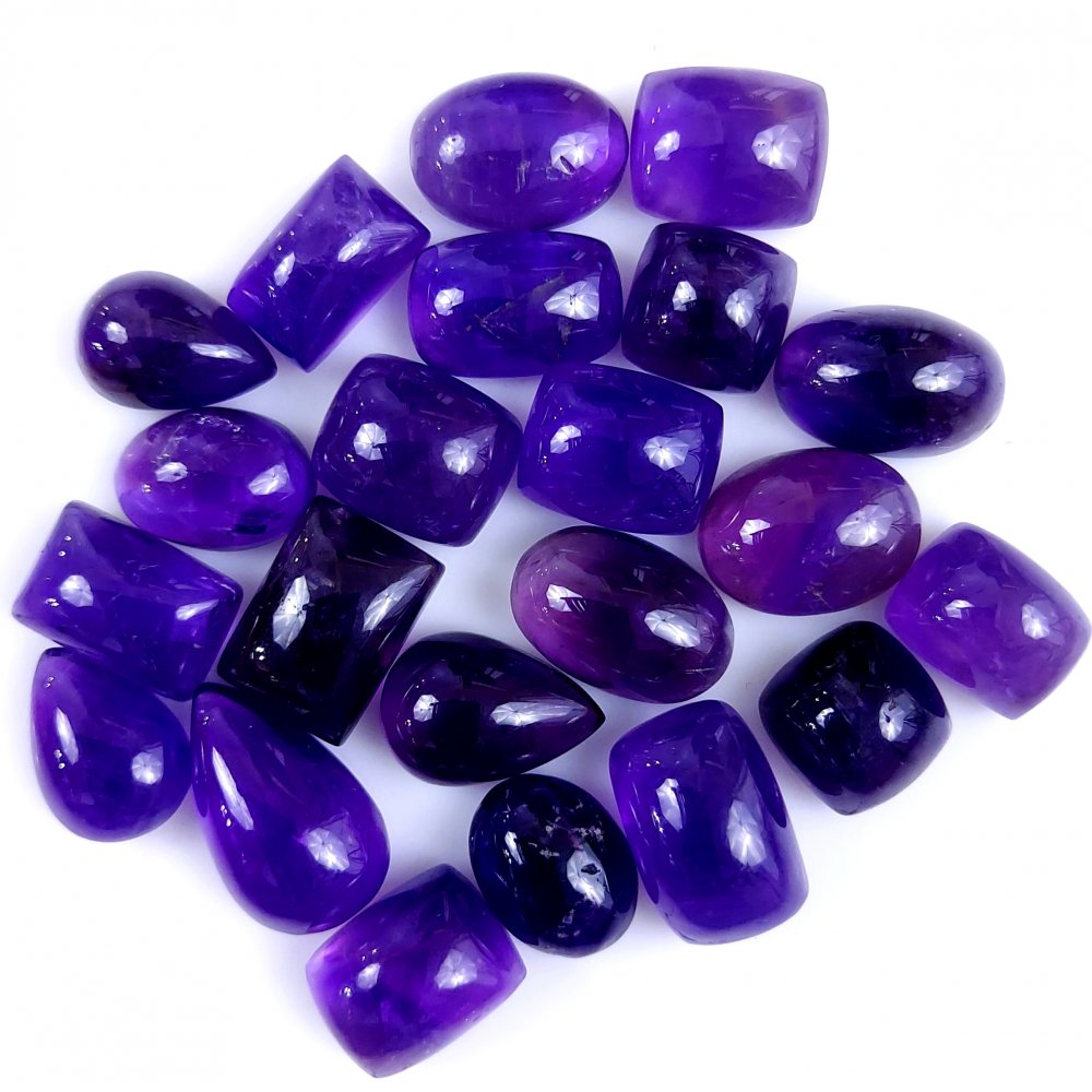 22Pcs 211Cts Natural African Amethyst Cabochon Purple Crystal Wire Wrapped Pendant Loose Gemstone Jewelry For Gift 20x12 11x11mm #9764