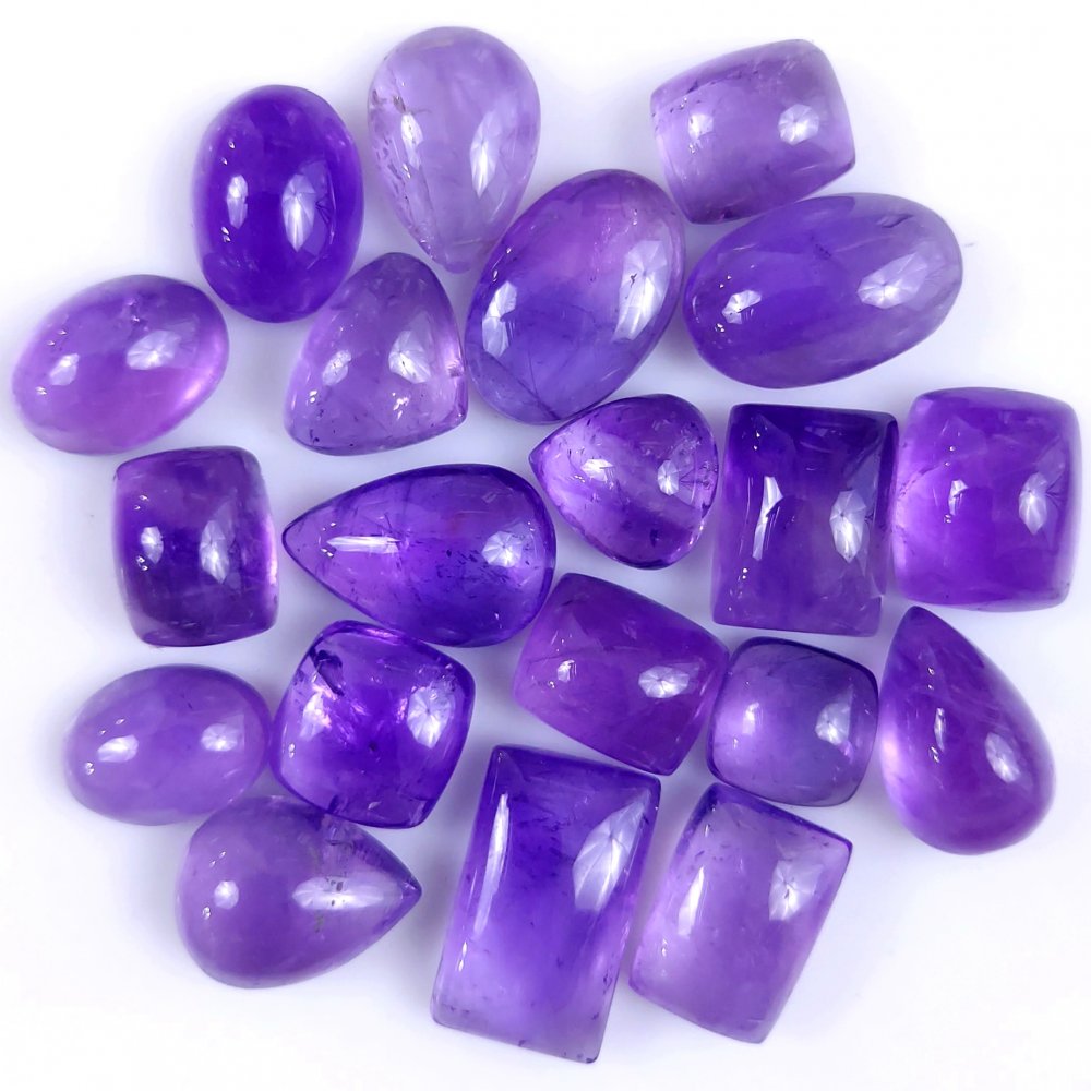 20Pcs 156Cts Natural African Amethyst Cabochon Purple Crystal Wire Wrapped Pendant Loose Gemstone Jewelry For Gift 18x11 10x10mm #9766