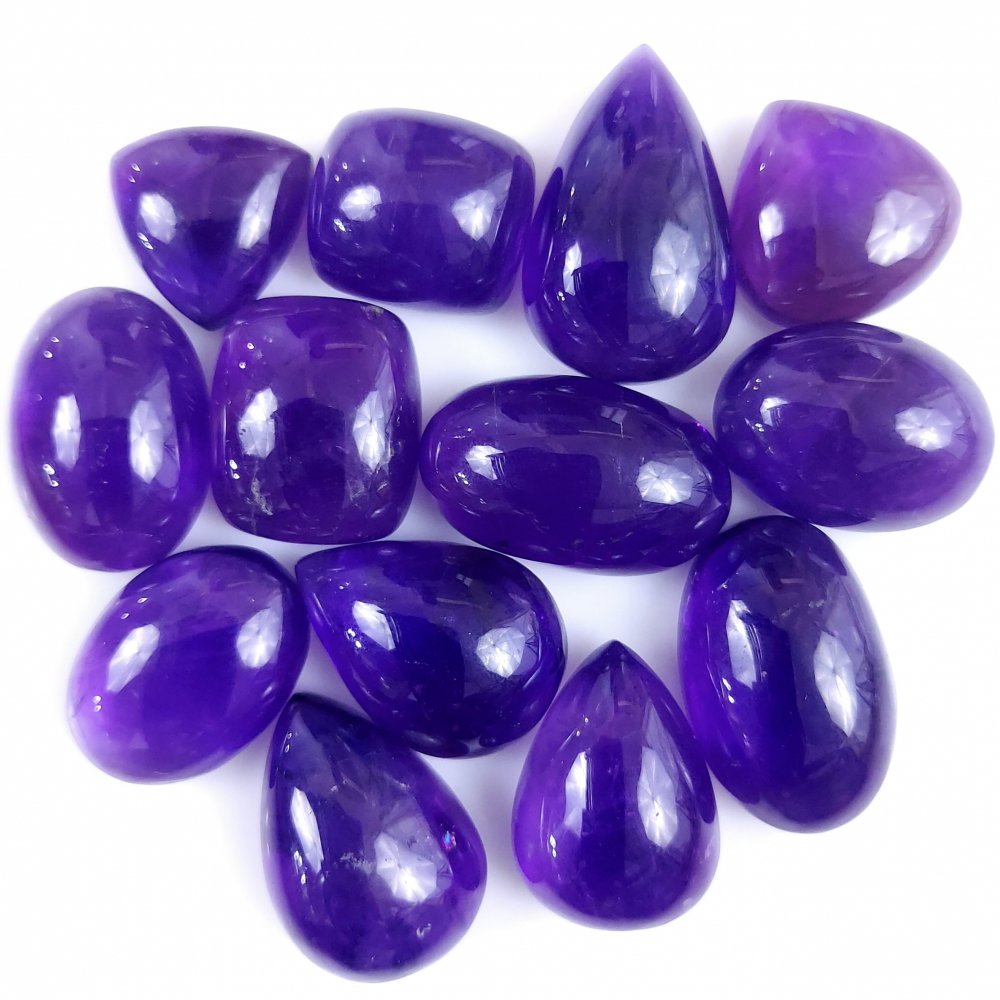 13Pcs 378Cts Natural African Amethyst Cabochon Purple Crystal Wire Wrapped Pendant Loose Gemstone Jewelry For Gift 26x16 16x16mm #9768