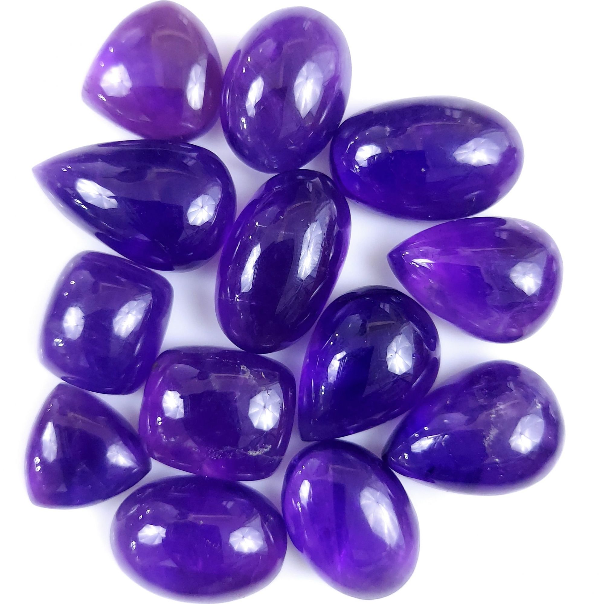 13Pcs 378Cts Natural African Amethyst Cabochon Purple Crystal Wire Wrapped Pendant Loose Gemstone Jewelry For Gift 26x16 16x16mm 9768
