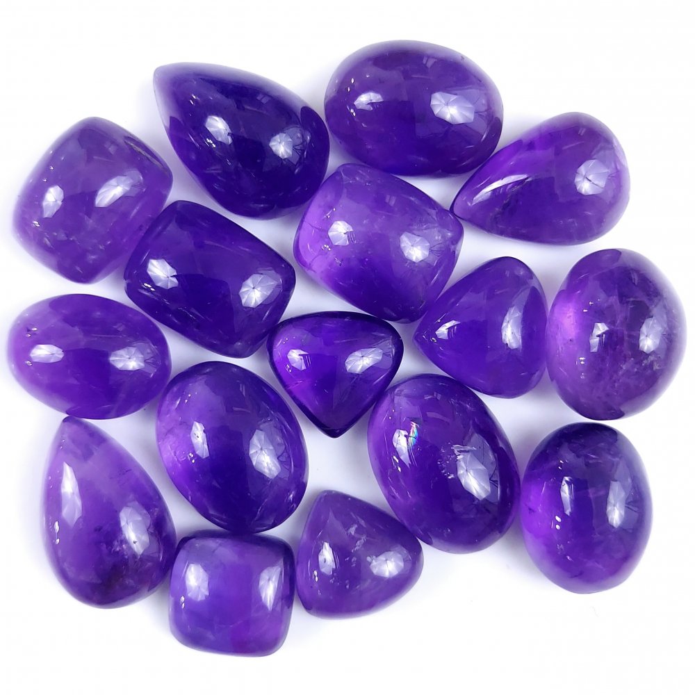 16Pcs 300Cts Natural African Amethyst Cabochon Purple Crystal Wire Wrapped Pendant Loose Gemstone Jewelry For Gift 24x15 14x14mm #9769