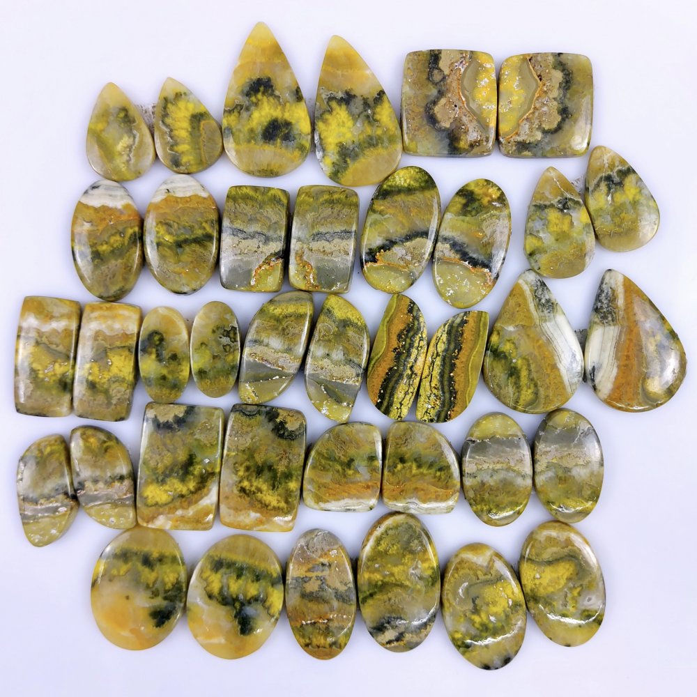 19 Pair 630Cts Natural Bumble Bee Pair Cabochon Gemstone Lot 32x20 22x12mm#977