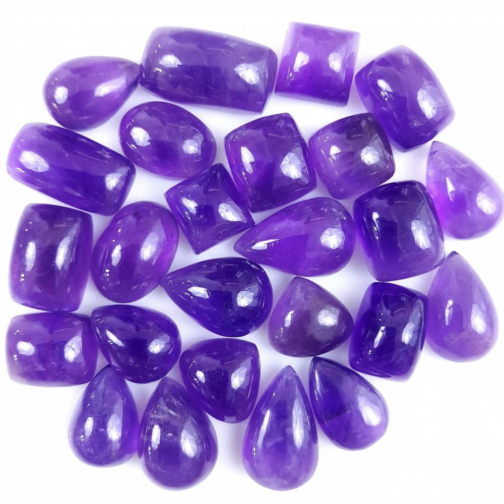 25Pcs 364Cts Natural African Amethyst Cabochon Purple Crystal Wire Wrapped Pendant Loose Gemstone Jewelry For Gift 24x12 12x12mm #9770