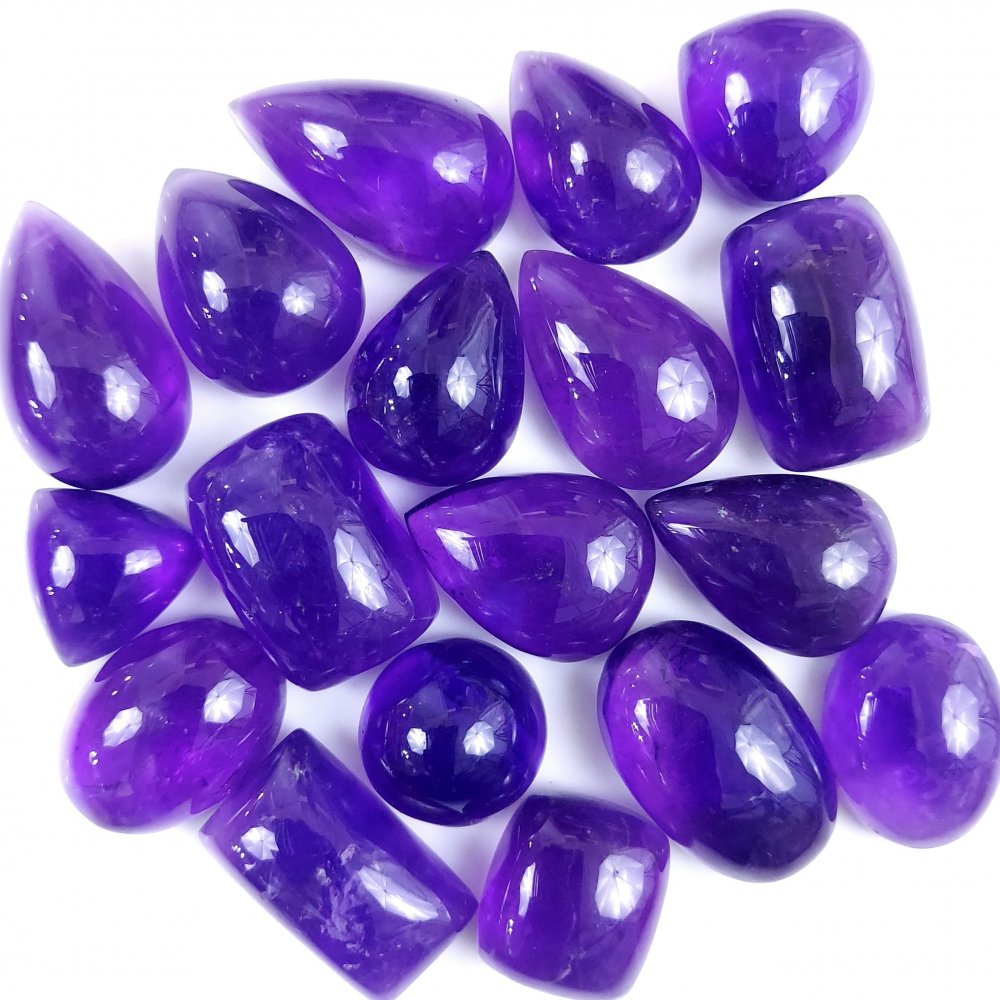 18Pcs 393Cts Natural African Amethyst Cabochon Purple Crystal Wire Wrapped Pendant Loose Gemstone Jewelry For Gift 25x15 14x14mm #9773