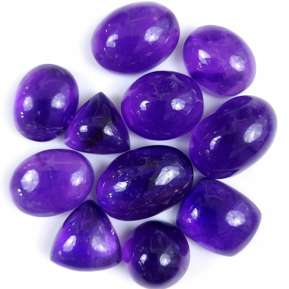 11Pcs 279Cts Natural African Amethyst Cabochon Purple Crystal Wire Wrapped Pendant Loose Gemstone Jewelry For Gift 25x17 16x16mm #9774