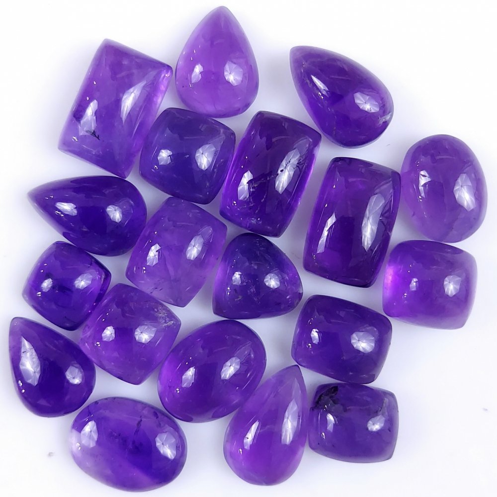 19Pcs 149Cts Natural African Amethyst Cabochon Purple Crystal Wire Wrapped Pendant Loose Gemstone Jewelry For Gift 16x10 10x10mm #9775
