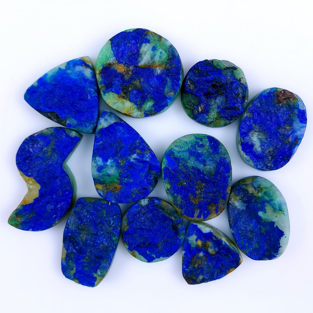11 Pcs 284Cts Natural Blue Azurite Druzy Gemstone Unpolished Lot 34x15 20x20mm#978
