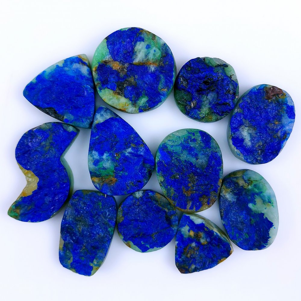 11 Pcs 284Cts Natural Blue Azurite Druzy Gemstone Unpolished Lot 34x15 20x20mm#978