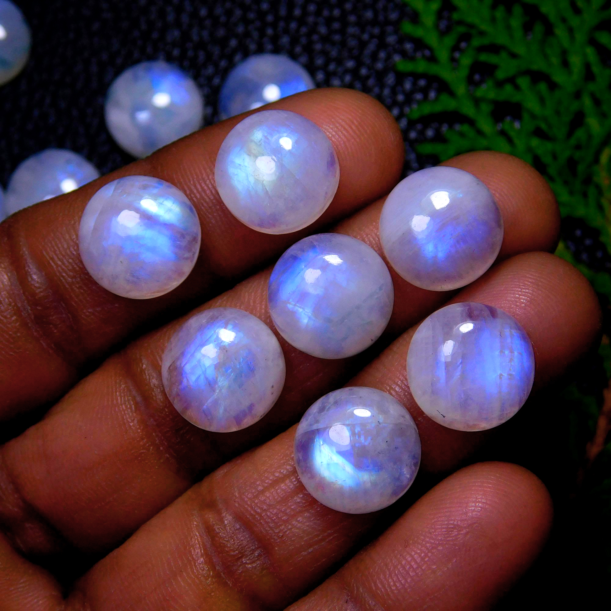 22Pcs 146Cts Natural Rainbow Moonstone Round Shape Blue Fire Cabochon Lot Loose Gemstone Jewelry Moonstone Ring For Gift 12x12mm #9782