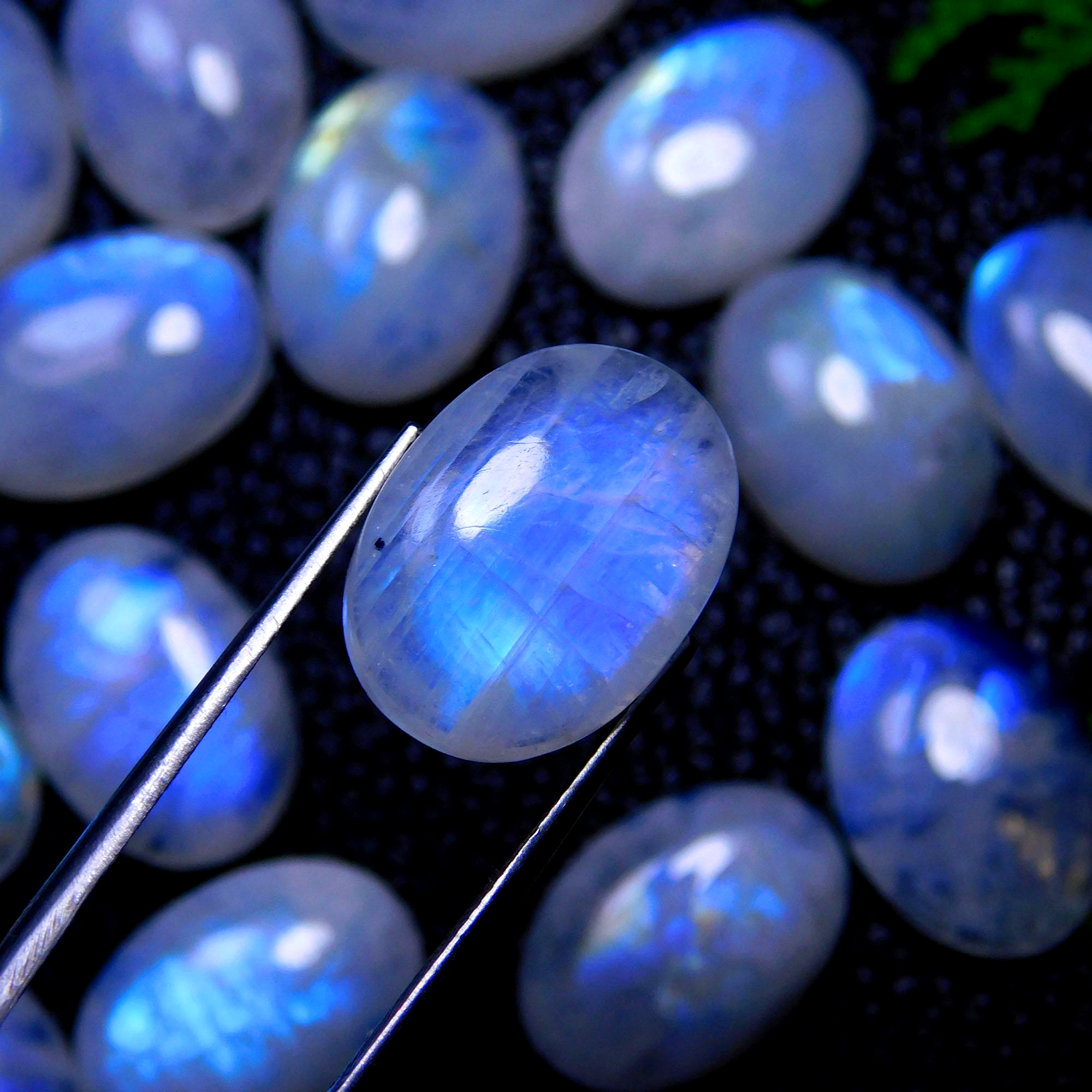 20Pcs 232Cts Natural Rainbow Moonstone Oval Shape Blue Fire Cabochon Lot Loose Gemstone Jewelry Crystal For Birthday Gift 18X13mm #9809