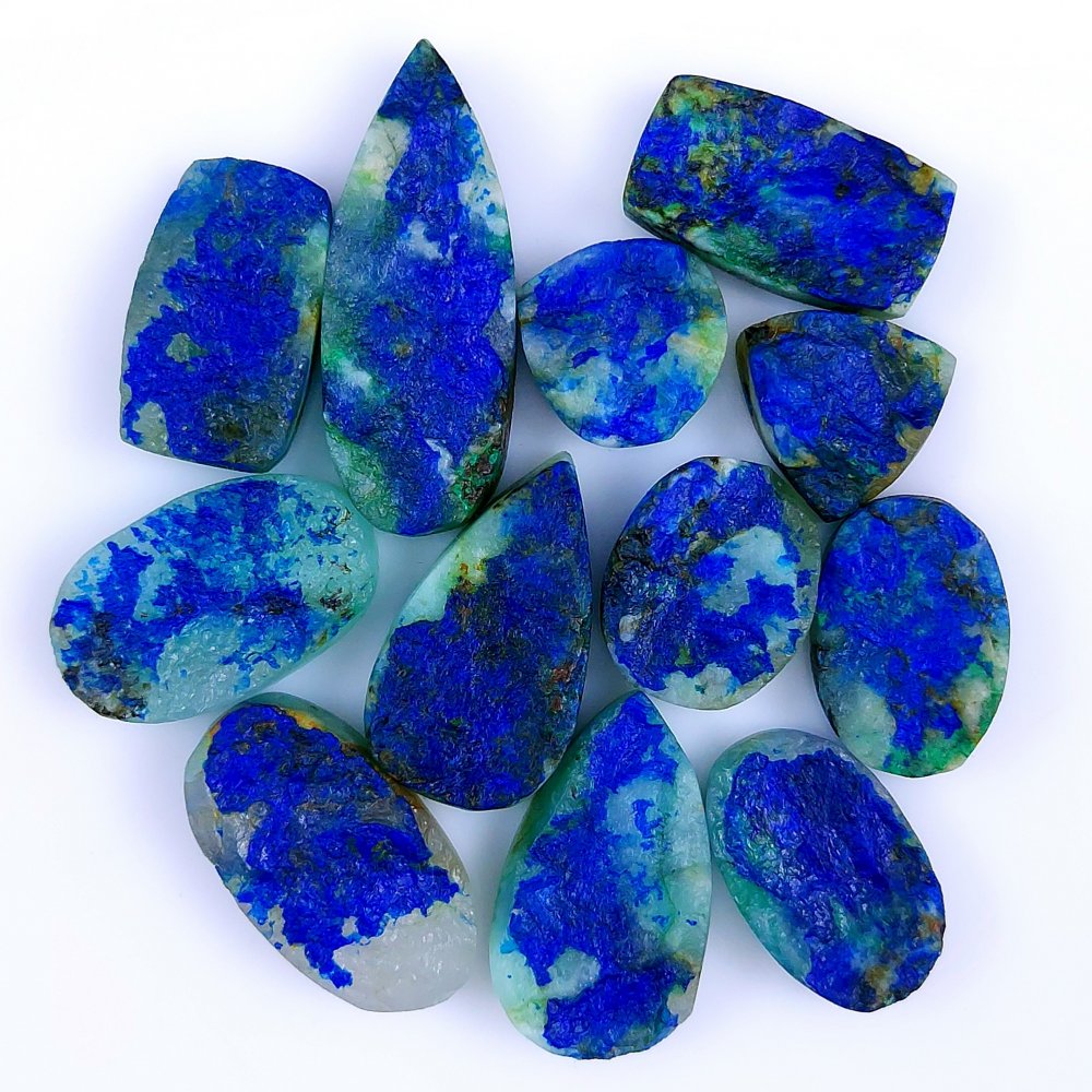 12 Pcs 204Cts Natural Blue Azurite Druzy Gemstone Unpolished Lot 25x15 15x15mm#981
