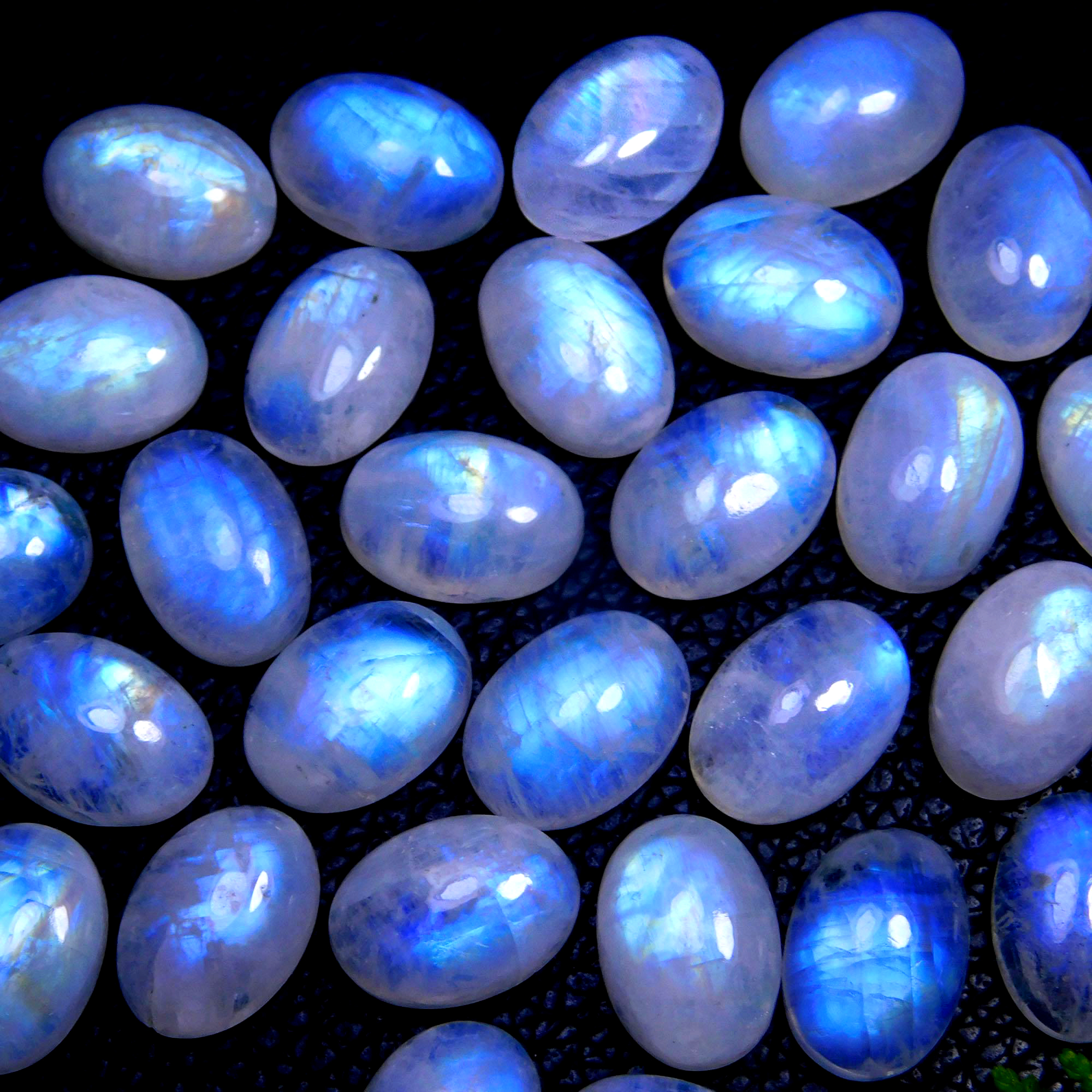 30Pcs 196Cts Natural Rainbow Moonstone Oval Shape Blue Fire Cabochon Lot Loose Gemstone Jewelry Crystal For Birthday Gift 14X10mm #9816