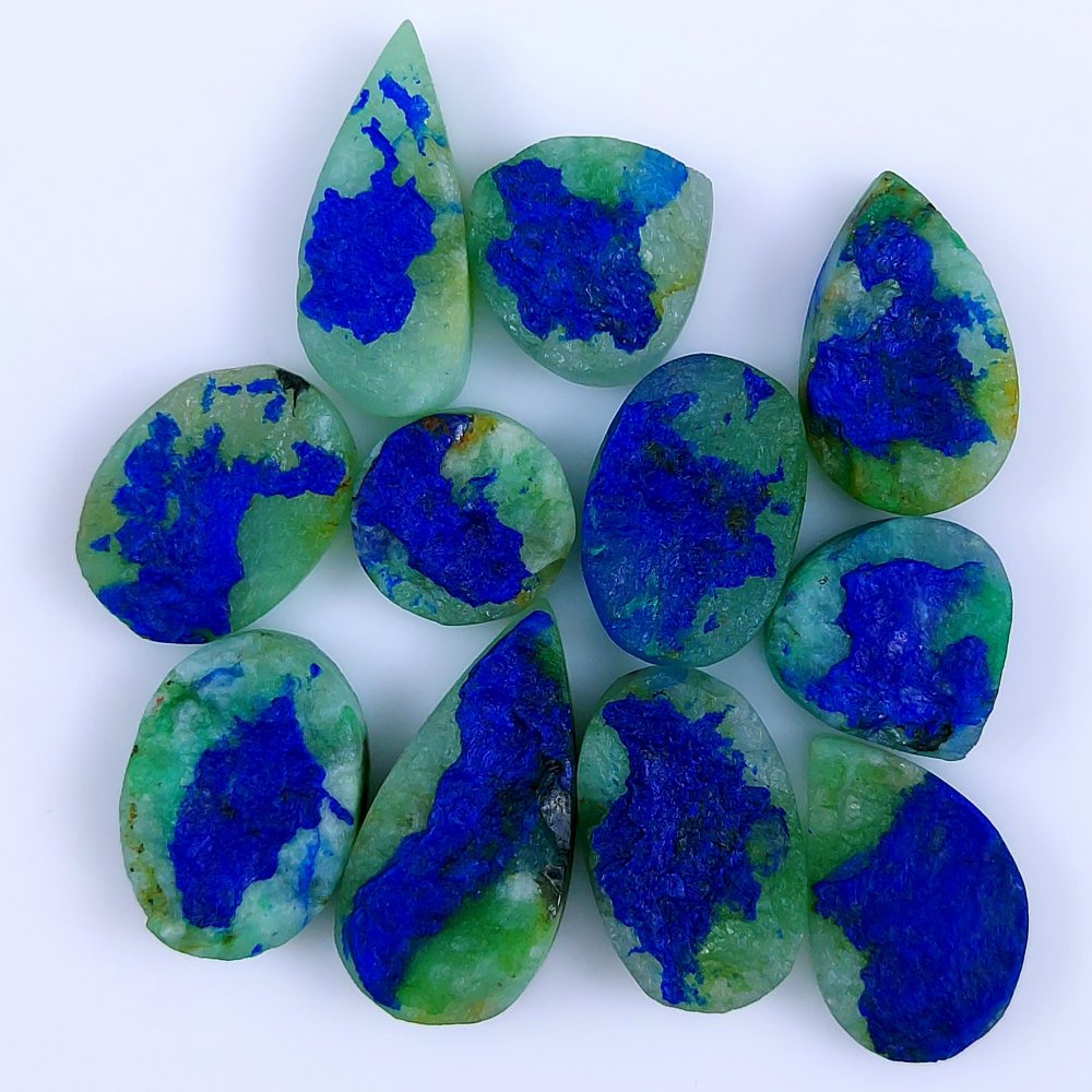 11 Pcs 165Cts Natural Blue Azurite Druzy Gemstone Unpolished Lot 28x14 14x14mm#982