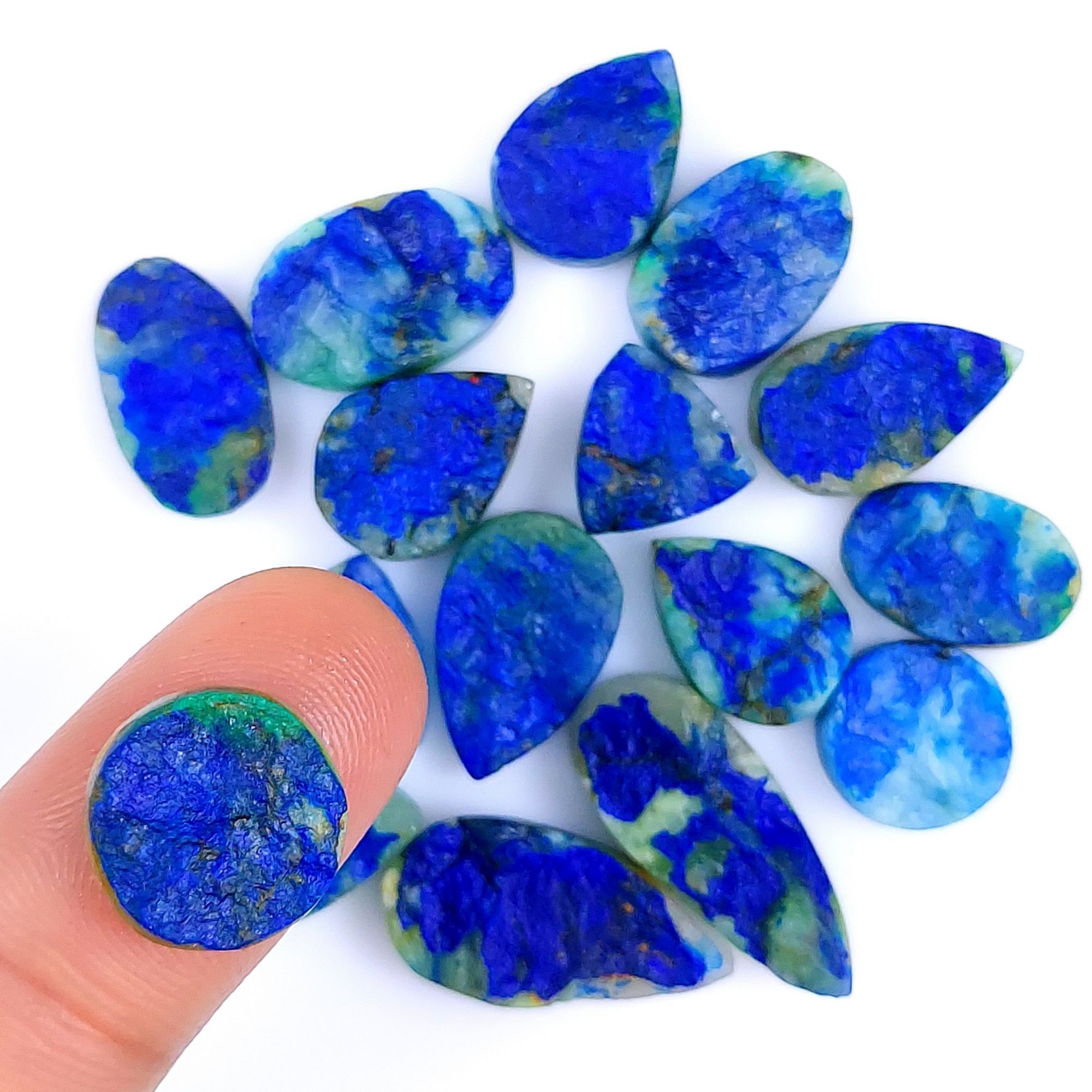 16 Pcs 150Cts Natural Blue Azurite Druzy Gemstone Unpolished Lot 25x14 14x14mm#983