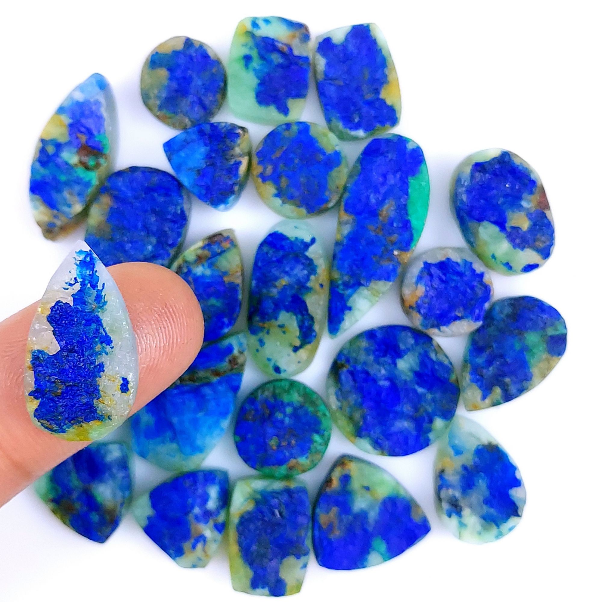 23 Pcs 228Cts Natural Blue Azurite Druzy Gemstone Unpolished Lot 30x12 12x12mm#986