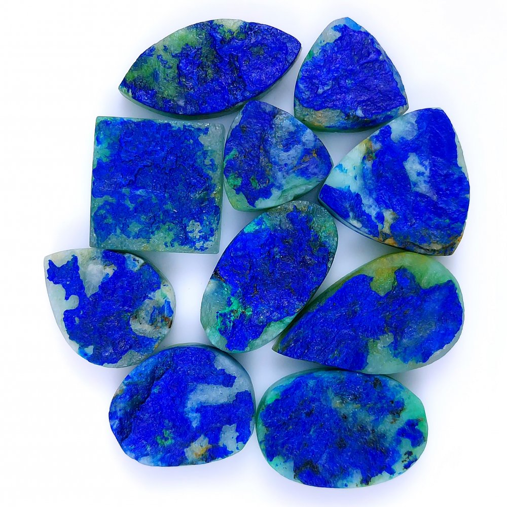 10 Pcs 269Cts Natural Blue Azurite Druzy Gemstone Unpolished Lot 32x20 18x18mm#988
