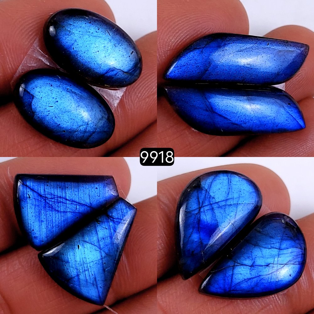 4Pair 95Cts Natural Labradorite Blue Fire Briolette Dangle Drop Earrings Semi Precious Crystal For Hoop Earrings Blue Gemstone Cabochon Matching pair 28x9 18x12mm #9918