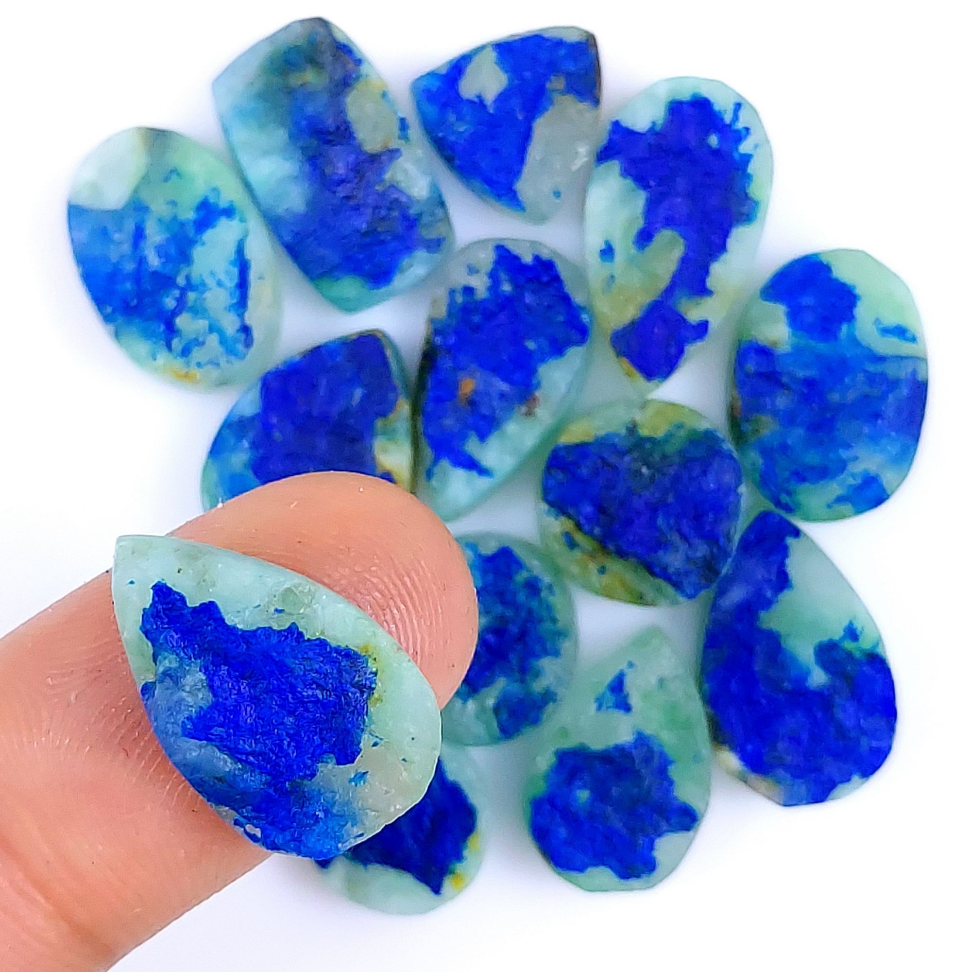 14 Pcs 133Cts Natural Blue Azurite Druzy Gemstone Cabochon Lot 20x12 12x12mm#999