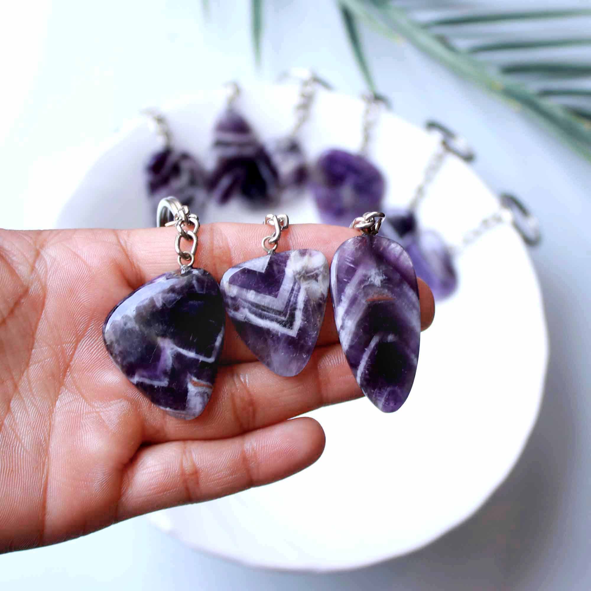 1-2inch Amethyst Worry Stone Key chains