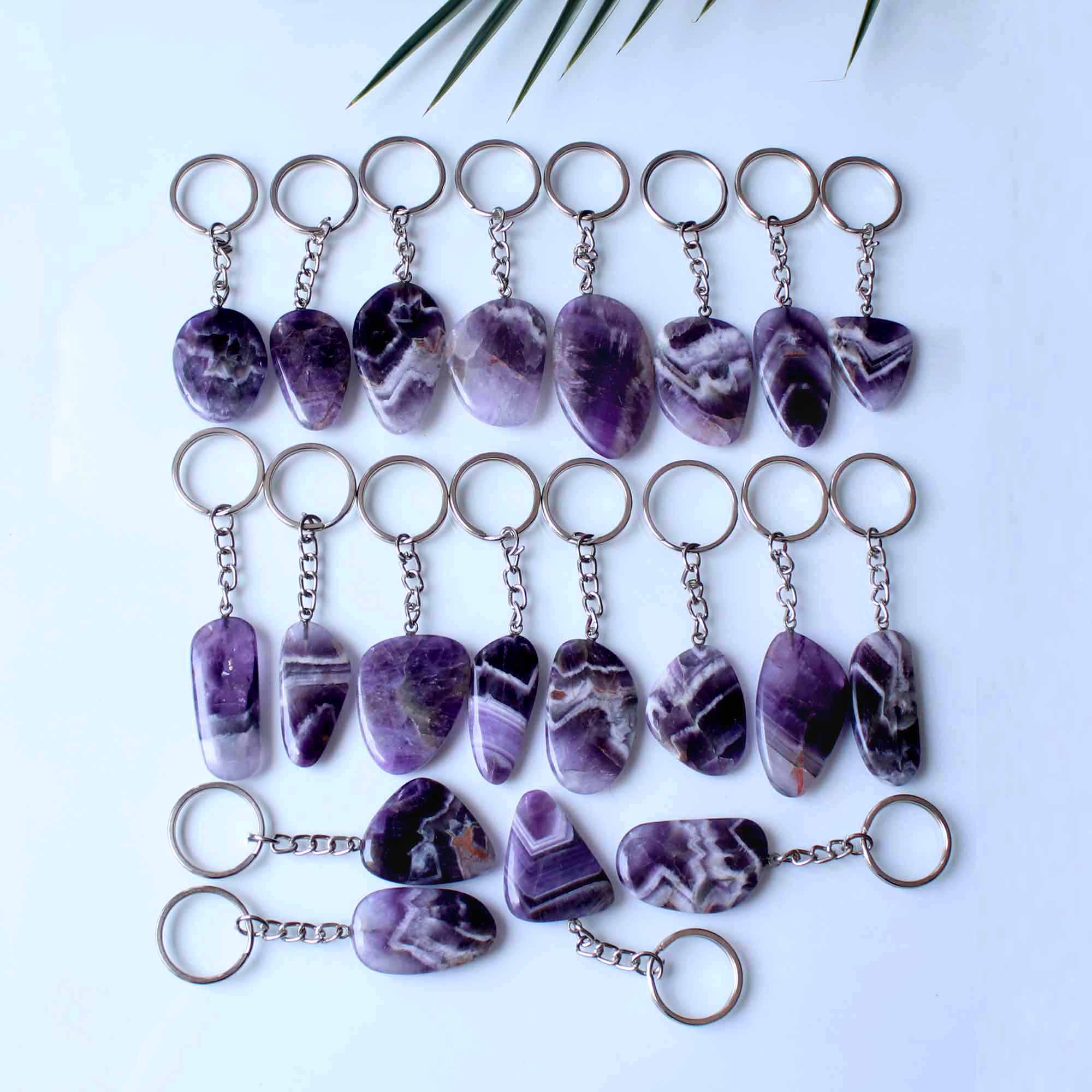 1-2inch Amethyst Worry Stone Key chains