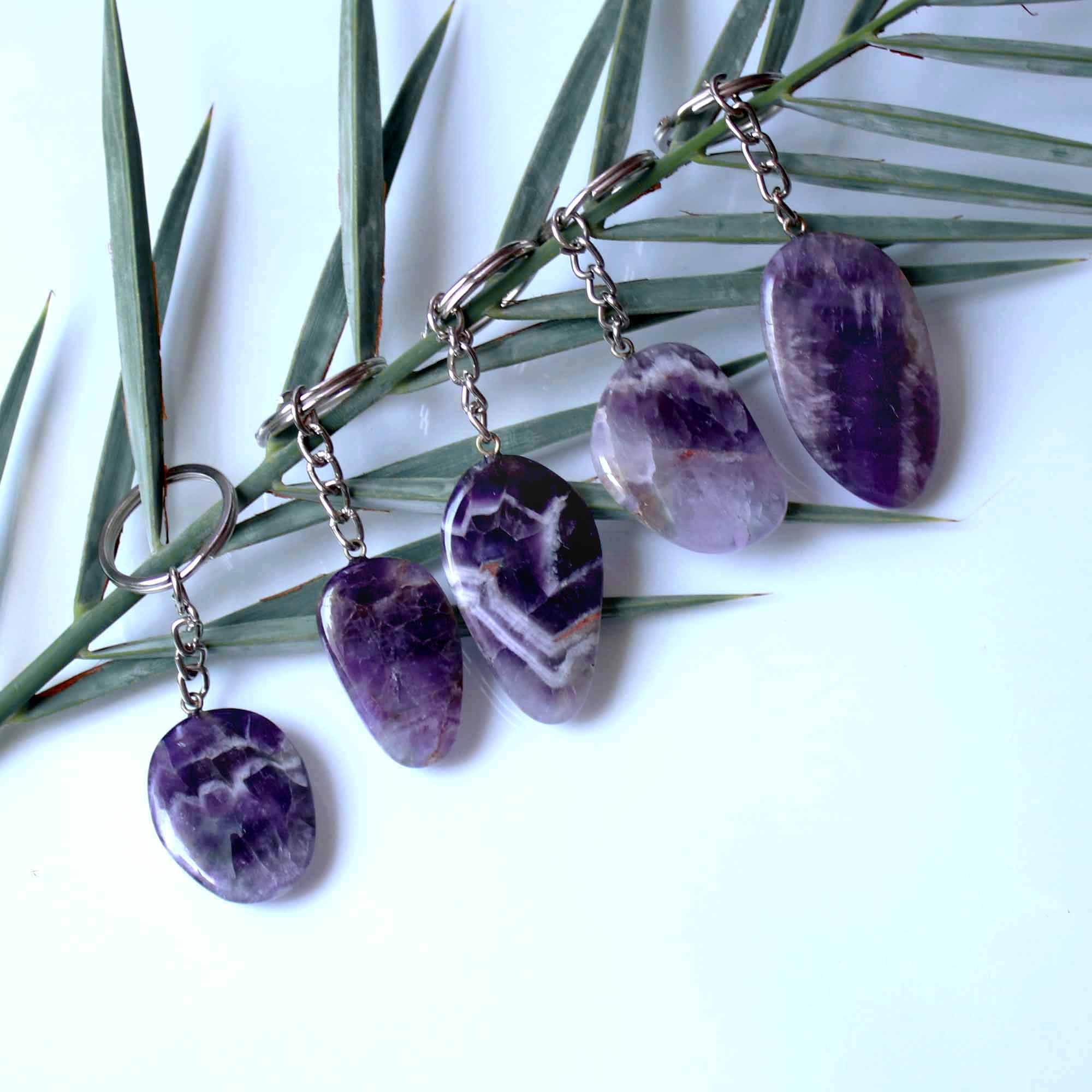 1-2inch Amethyst Worry Stone Key chains