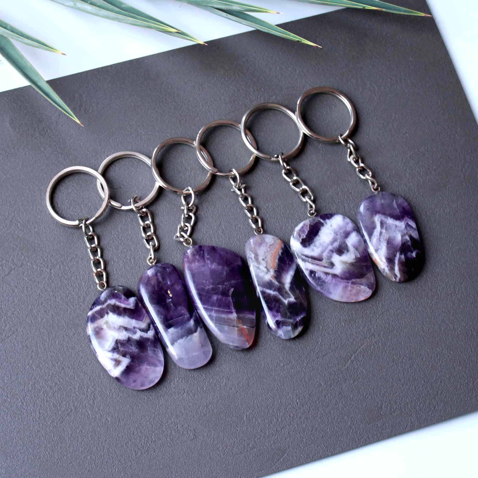 1-2inch Amethyst Worry Stone Key chains