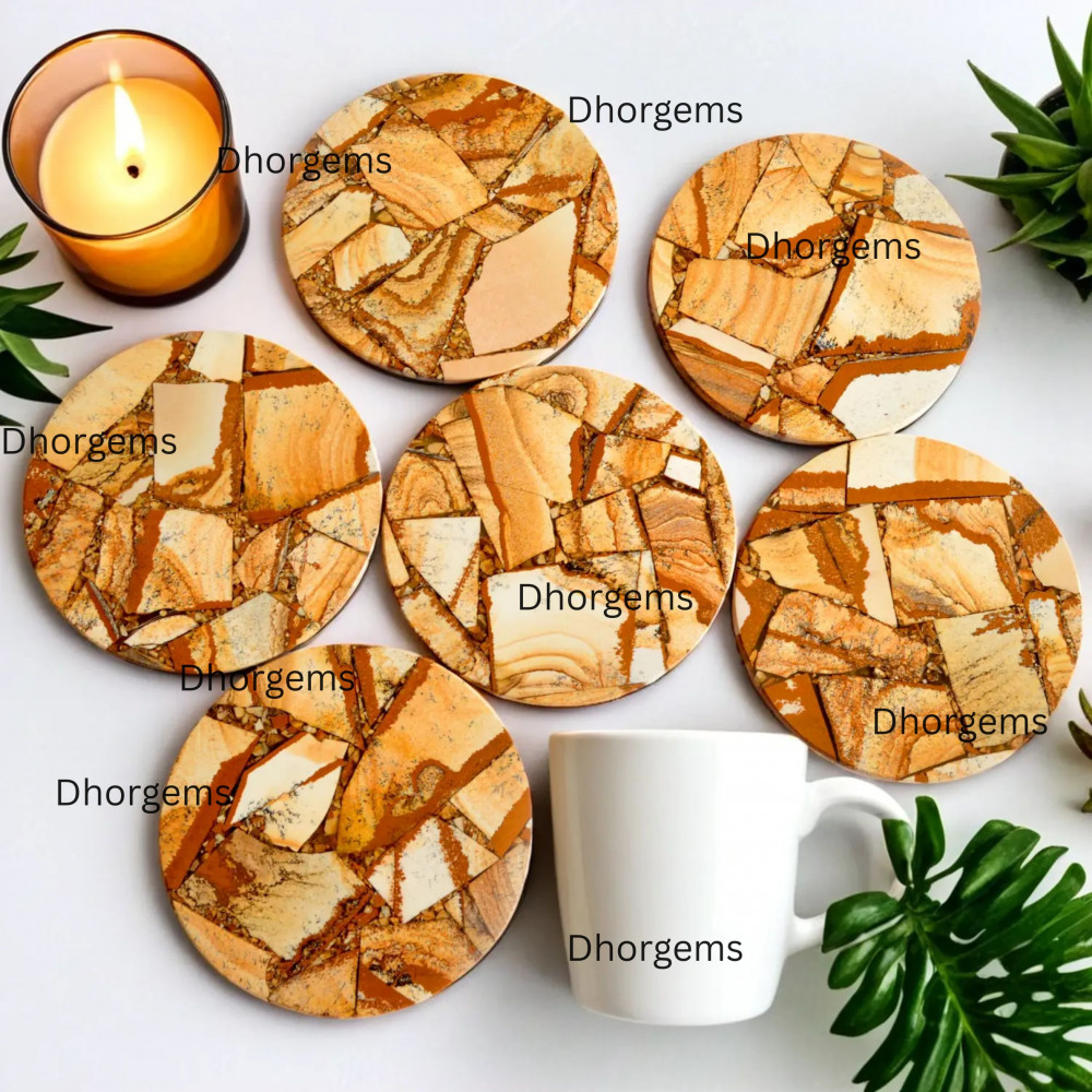 Image of 4''Picture Jasper Round Coasters