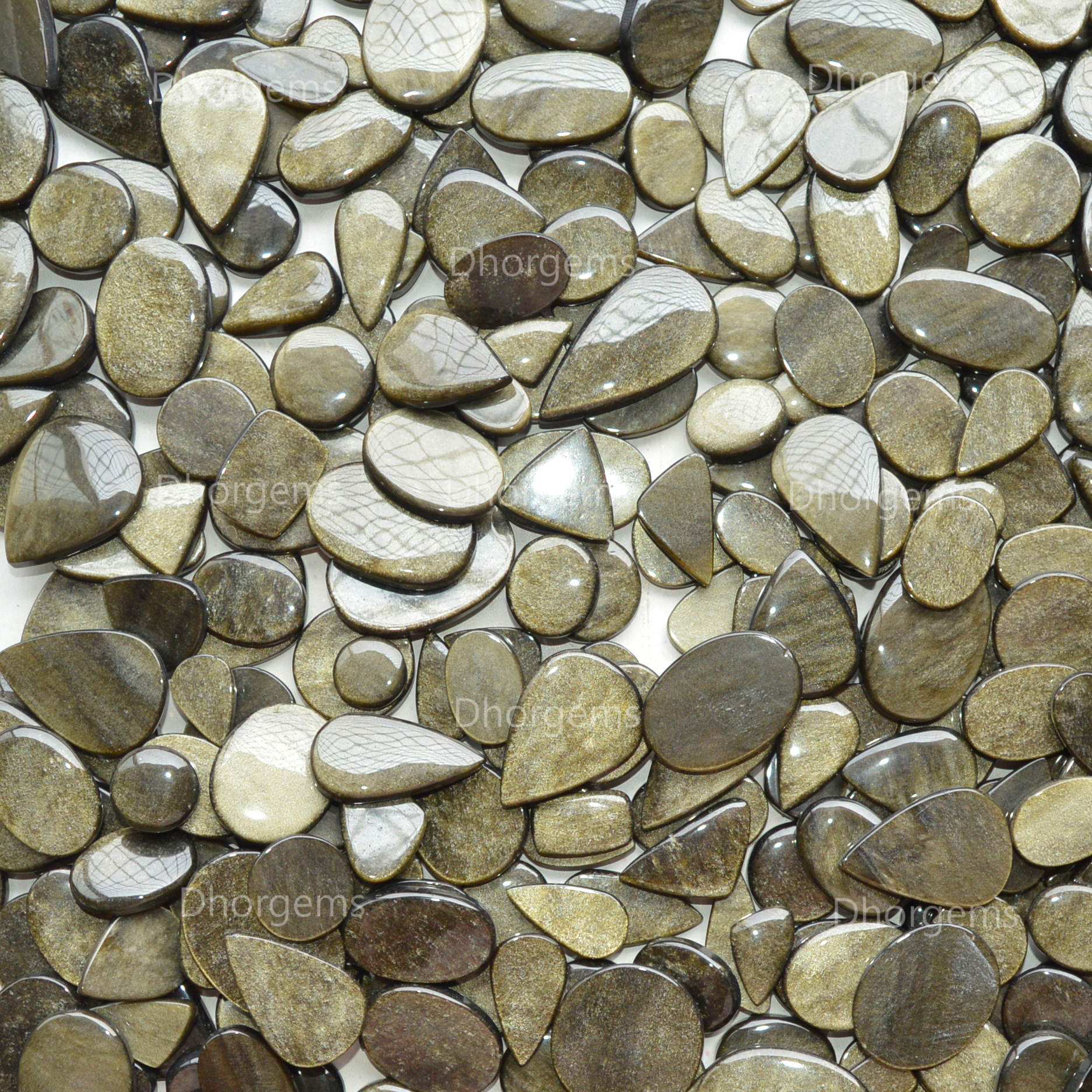 Natural Silver Obsidian Cabochon Gemstone Lot For Jewelry Making Mixed Sizes and Shapes Wholesale Silver Obsidian Healing Crystals