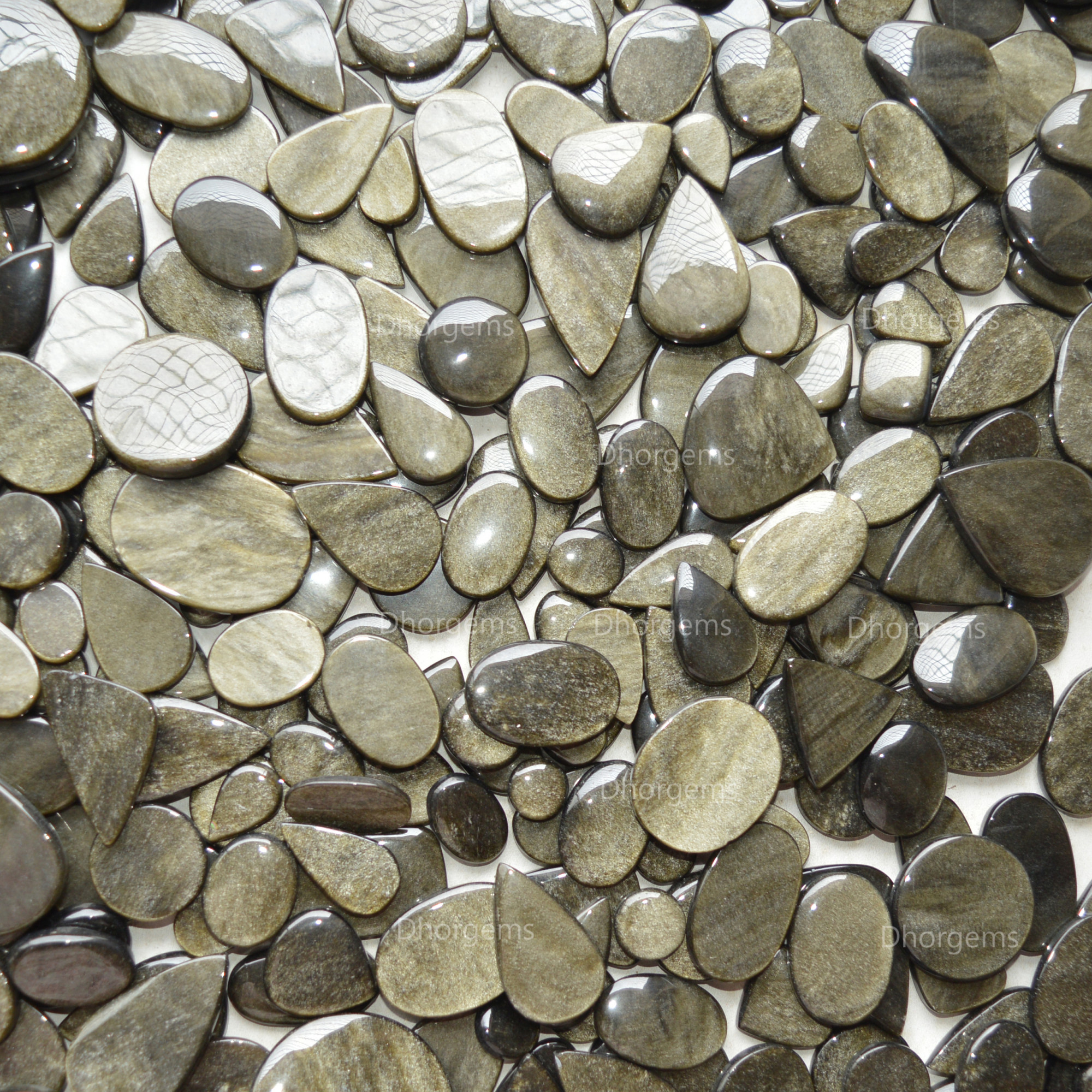 Natural Silver Obsidian Cabochon Gemstone Lot For Jewelry Making Mixed Sizes and Shapes Wholesale Silver Obsidian Healing Crystals