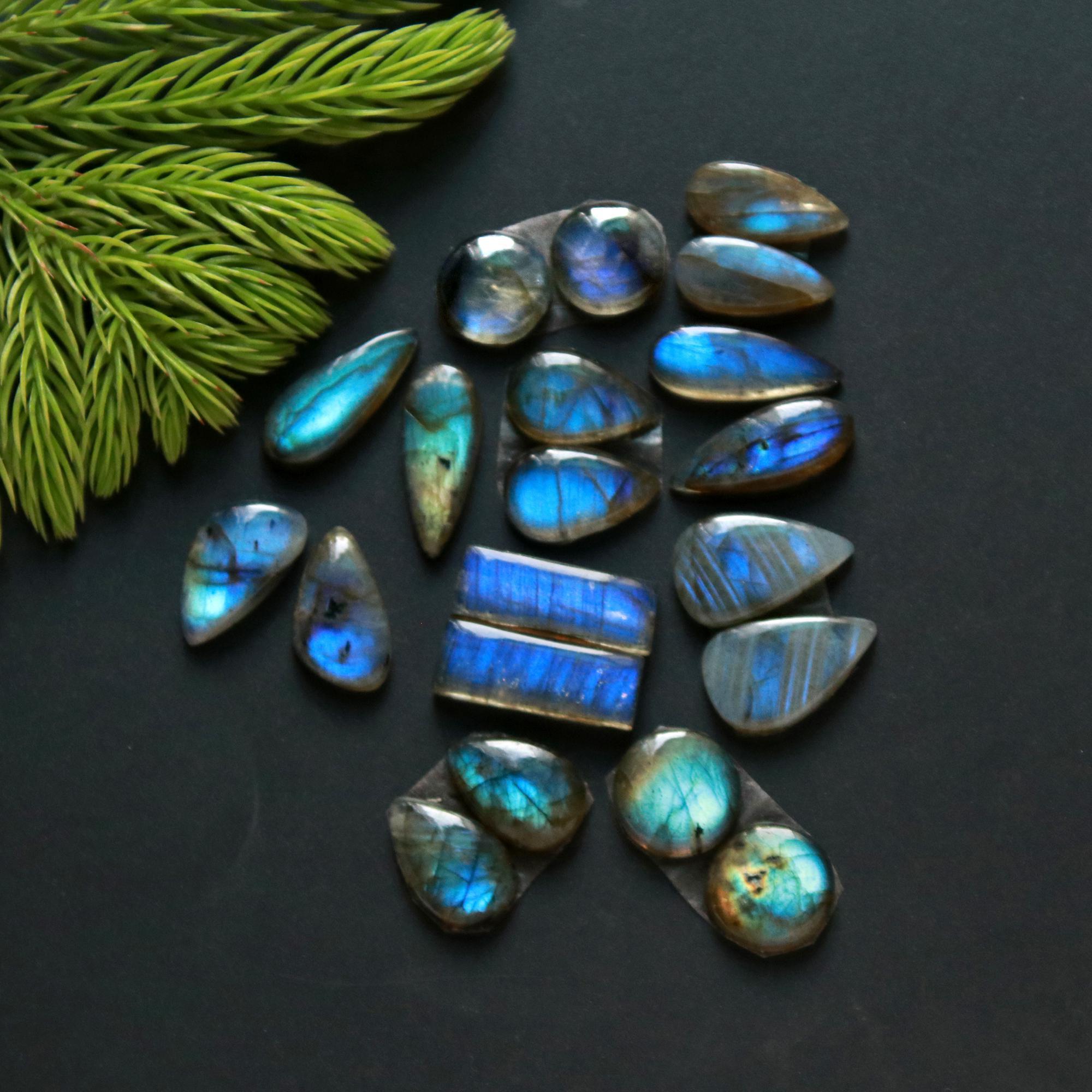 10 Pair 100 Cts Natural Labradorite Loose Gemstone Pairs For Earring Labradorite Mix Shape Cabochon For Jewelry Making 20x7-16x7 mm 14857