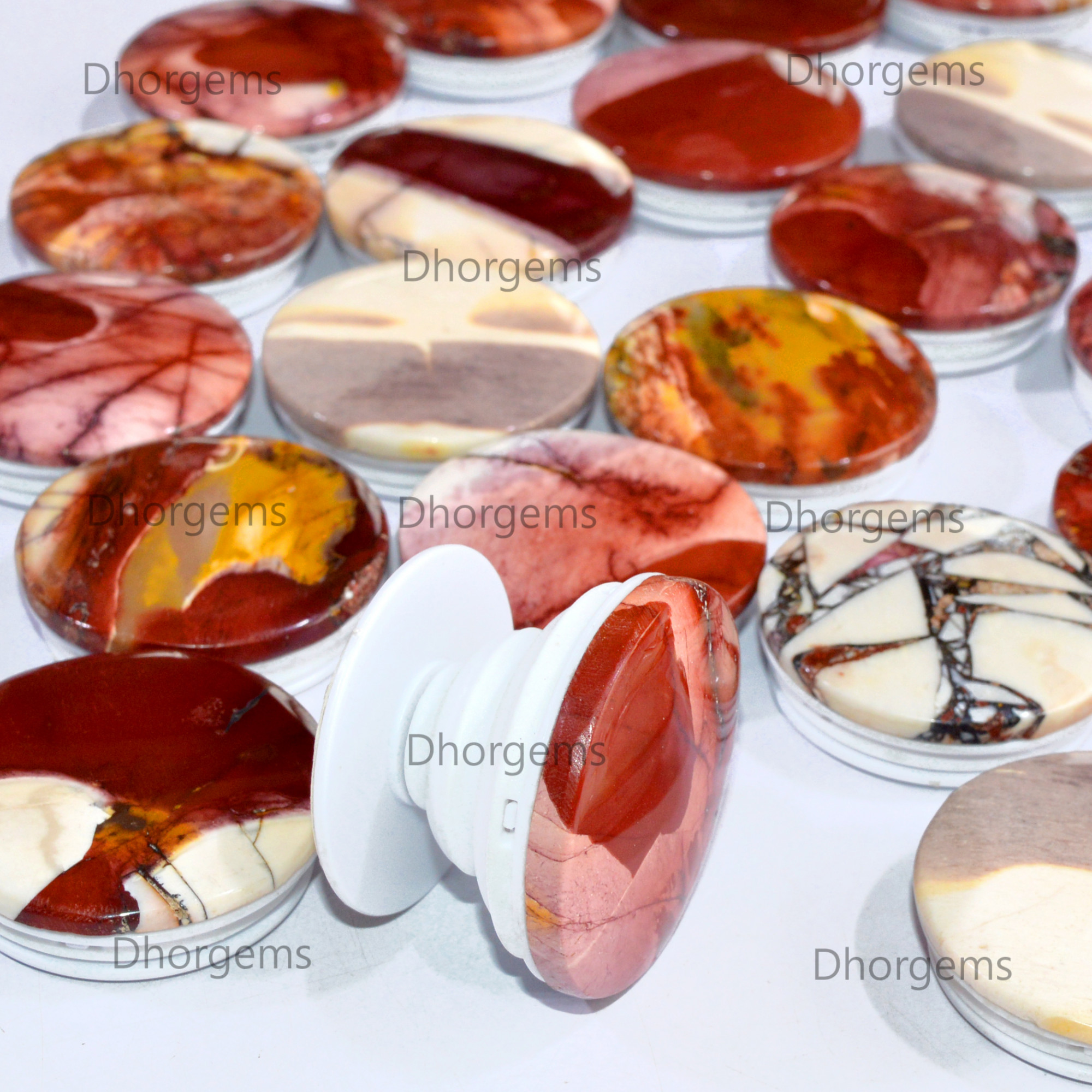 Natural Mookaite Jasper Gemstone Grip Holder Wholesale Cellphone Accessory Phone Grip Holder Lot